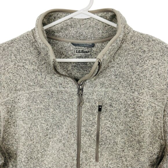 LL Bean Full Zip Fleece Sweater Jacket Slightly Fitted Mens Size XL Reg Gray EUC - Picture 2 of 8